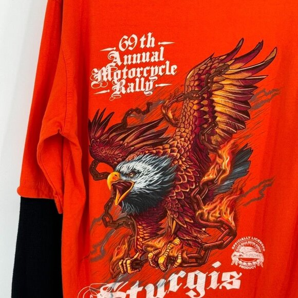 Sturgis mens 2009 69th Annual Motorcycle Rally Long Sleeve Orange T-Shirt Size l - Picture 8 of 9